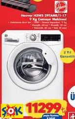 HOOVER H3WS 29TAME/1-17 9 KG ÇAMAŞIR MAKİNESİ